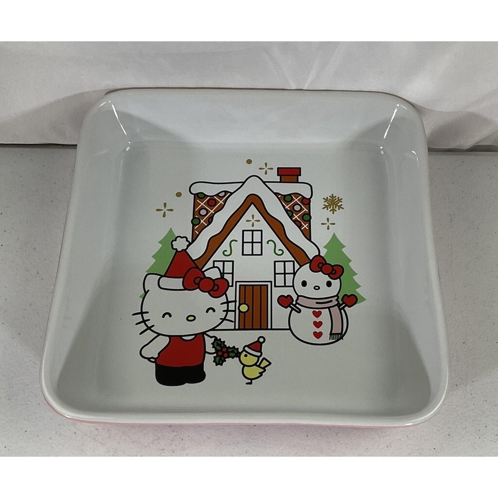 Sanrio Hello Kitty Christmas Gingerbread Snowman Square Baking Dish Pan